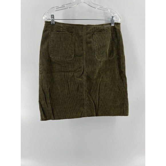 Calvin Klein Jeans Olive Green Corduroy Pencil Skirt Button Front Pockets Size 8 - Picture 4 of 11